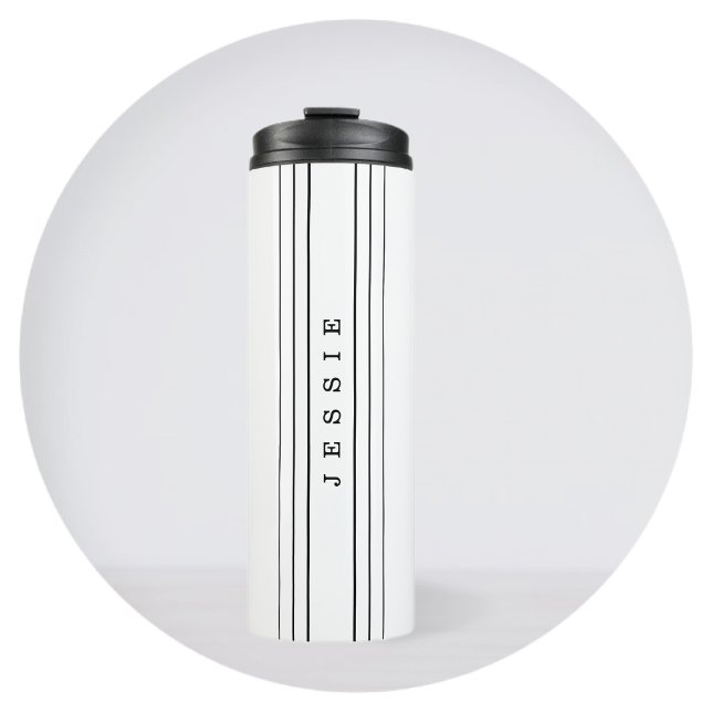 Your Custom Text & Modern Stripes | Black & White Thermal Tumbler (Creator Uploaded)