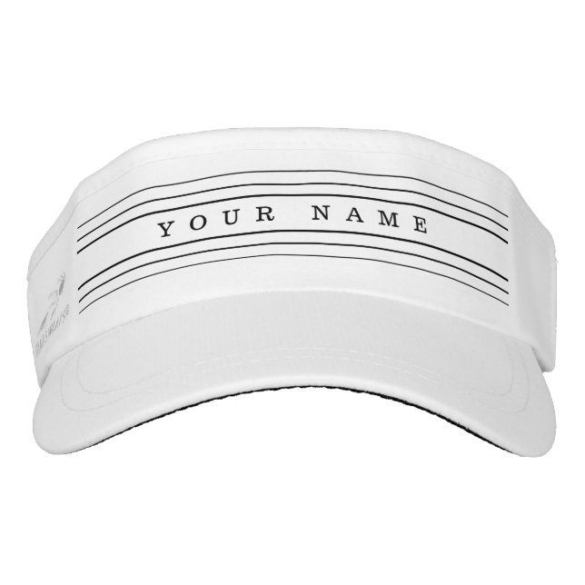 Your Custom Text & Modern Stripes | Black & White Visor (Front)