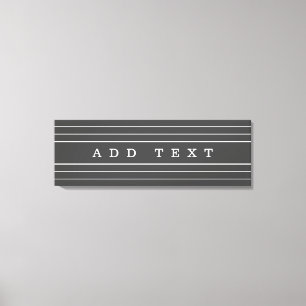 Your Custom Text & Modern Stripes   Dark Grey Canvas Print