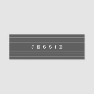 Your Custom Text & Modern Stripes Dark Grey Name Tag