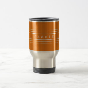 Your Custom Text & Modern Stripes   Orange Travel Mug