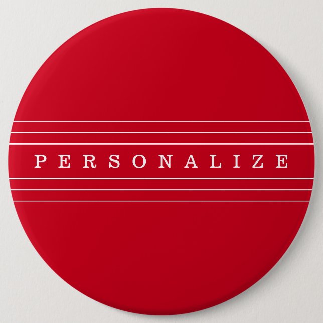 Your Custom Text & Modern Stripes | Red & White 6 Cm Round Badge (Front)