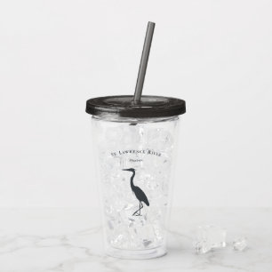 your custom text name Great Blue Heron silhouette  Acrylic Tumbler