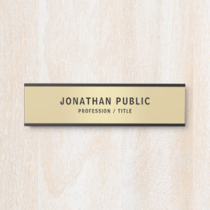 Your Custom Text Name Modern Elegant Faux Gold Door Sign