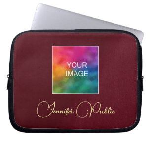 Your Custom Text Name Upload Photo or Logo Here Laptop Sleeve