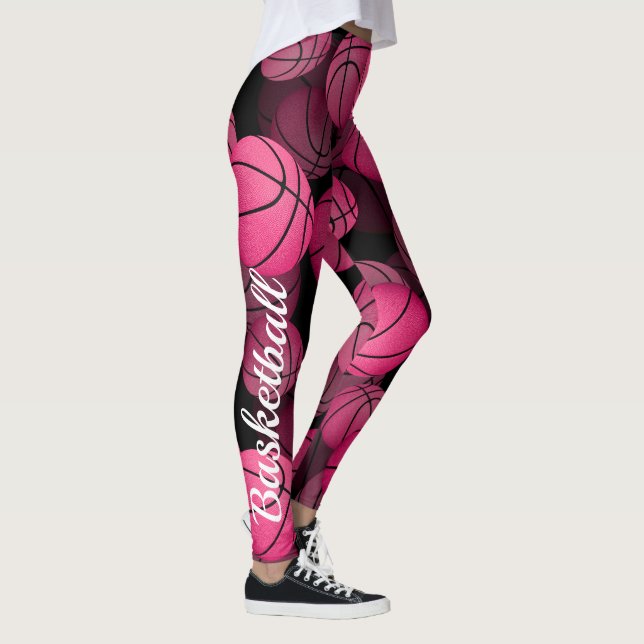 your custom text on leg girly pink basketball leggings (Right)