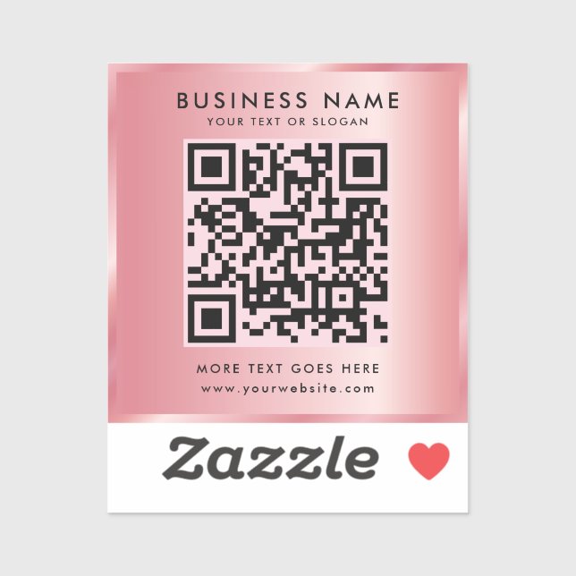 Your Custom Text QR Code Logo Rose Gold Template (Sheet)