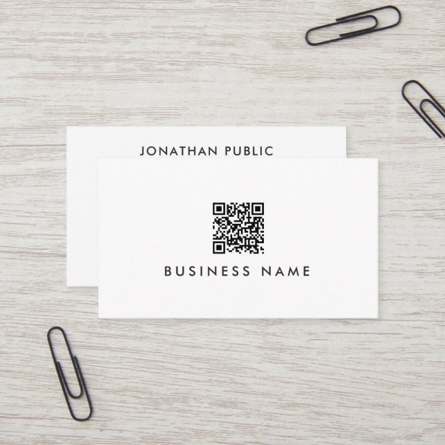 Your Custom Text QR Code Modern Simple Template Business Card (Front/Back In Situ)