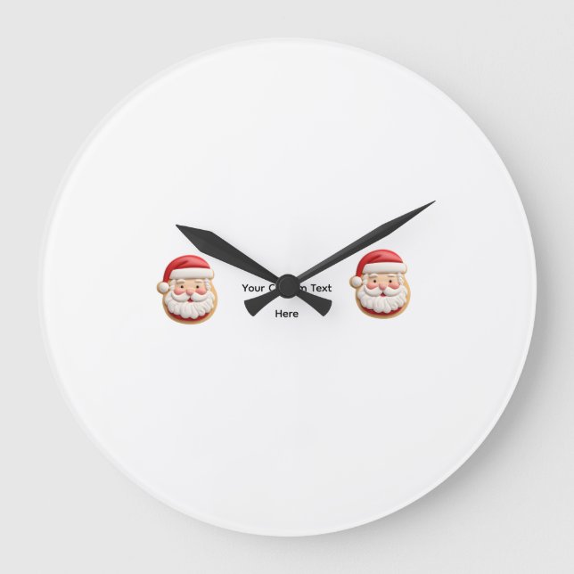 Your Custom Text Santa Cookie Christmas Large Clock (Front)