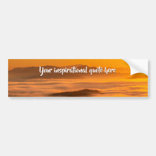 Your custom text sunrise above foggy landscape bumper sticker