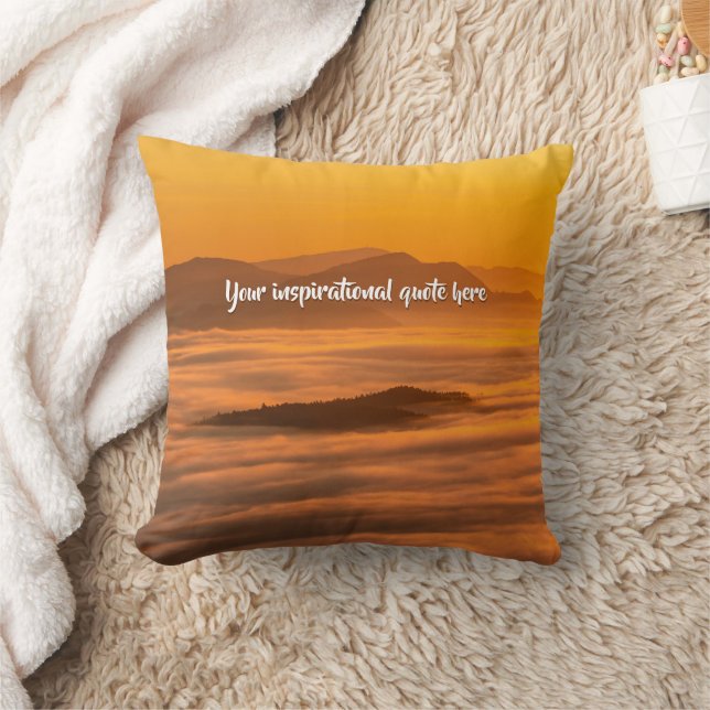 Your custom text sunrise above foggy landscape cushion (Blanket)