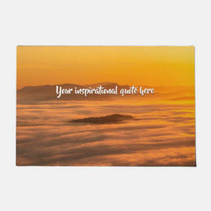Your custom text sunrise above foggy landscape doormat