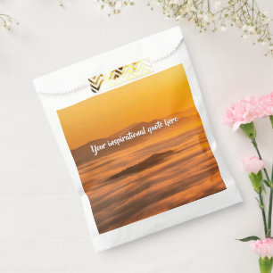Your custom text sunrise above foggy landscape favour bags