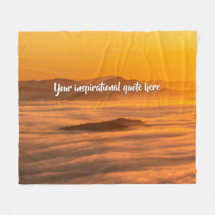 Your custom text sunrise above foggy landscape fleece blanket