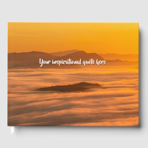 Your custom text sunrise above foggy landscape guest book
