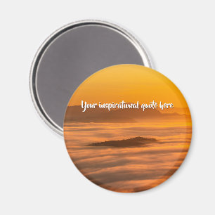 Your custom text sunrise above foggy landscape magnet