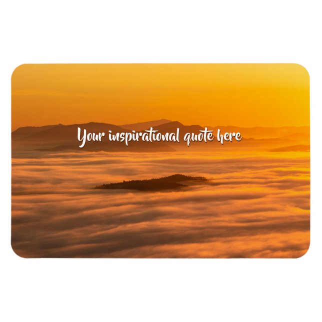 Your custom text sunrise above foggy landscape magnet (Horizontal)