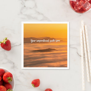 Your custom text sunrise above foggy landscape napkin
