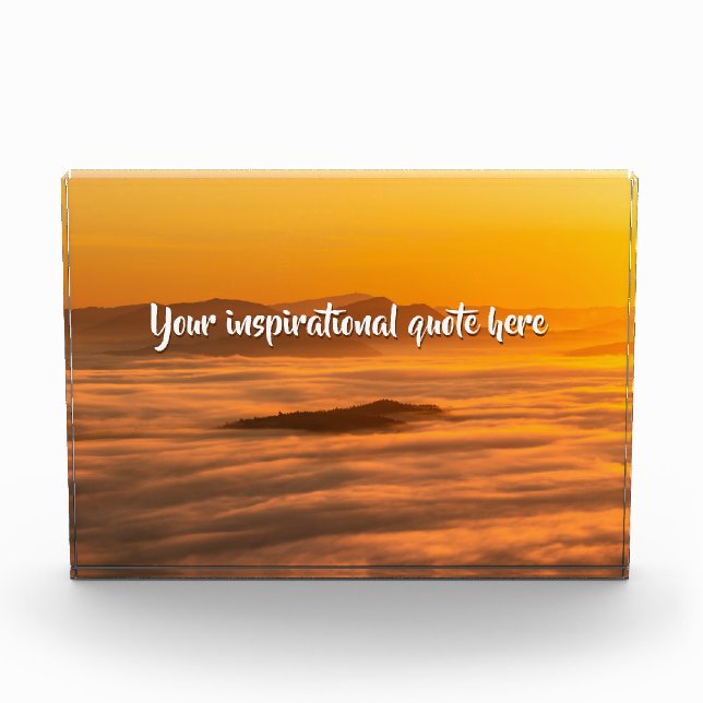 Your custom text sunrise above foggy landscape photo block (Front)
