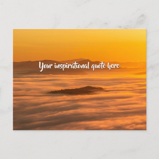 Your custom text sunrise above foggy landscape postcard (Front)