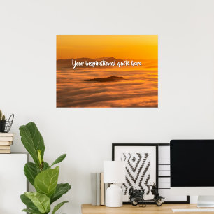 Your custom text sunrise above foggy landscape poster