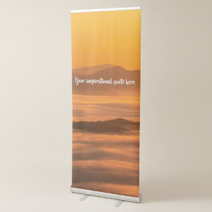Your custom text sunrise above foggy landscape retractable banner