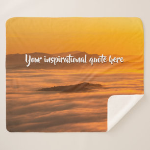 Your custom text sunrise above foggy landscape sherpa blanket