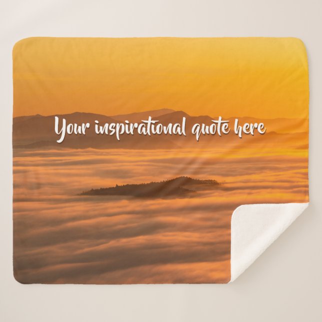 Your custom text sunrise above foggy landscape sherpa blanket (Front (Horizontal))