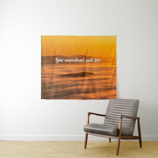 Your custom text sunrise above foggy landscape tapestry (In Situ (Horizontal))