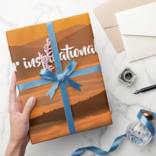 Your custom text sunrise above foggy landscape wrapping paper