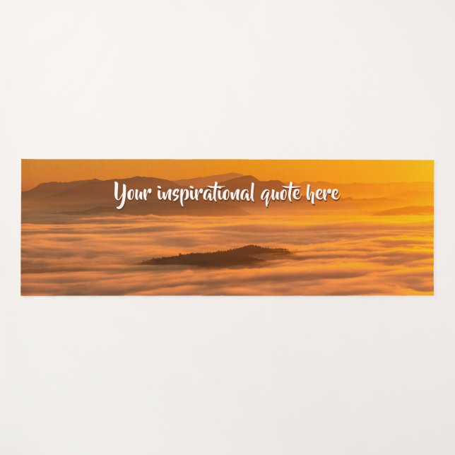 Your custom text sunrise above foggy landscape yoga mat (Front (Horizontal))