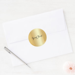 Your Custom Text Template Glamour Faux Gold Classic Round Sticker
