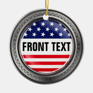 Your custom USA Button Ceramic Tree Decoration