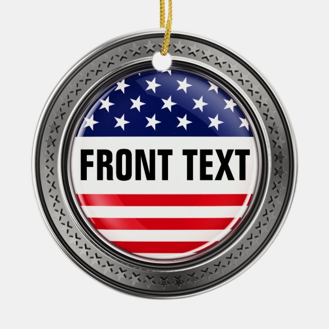 Your custom USA Button Ceramic Tree Decoration (Front)