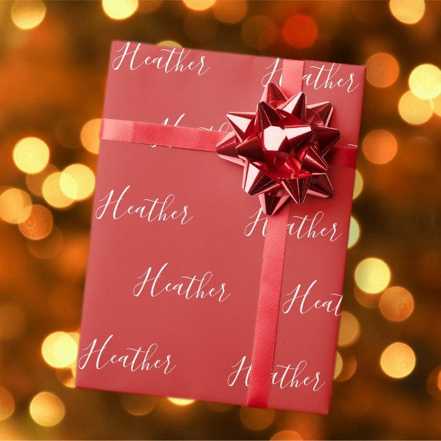 Your Custom White Script on Red #2 Wrapping Paper (Creator Uploaded)