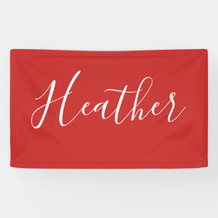 Your Custom White Script on Red Banner