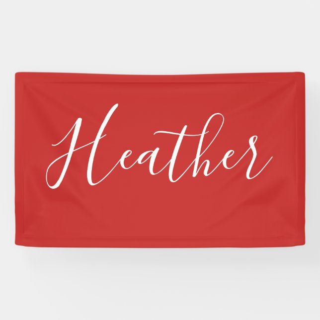 Your Custom White Script on Red Banner (Horizontal)