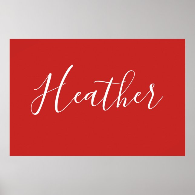 Your Custom White Script on Red Poster (Front)