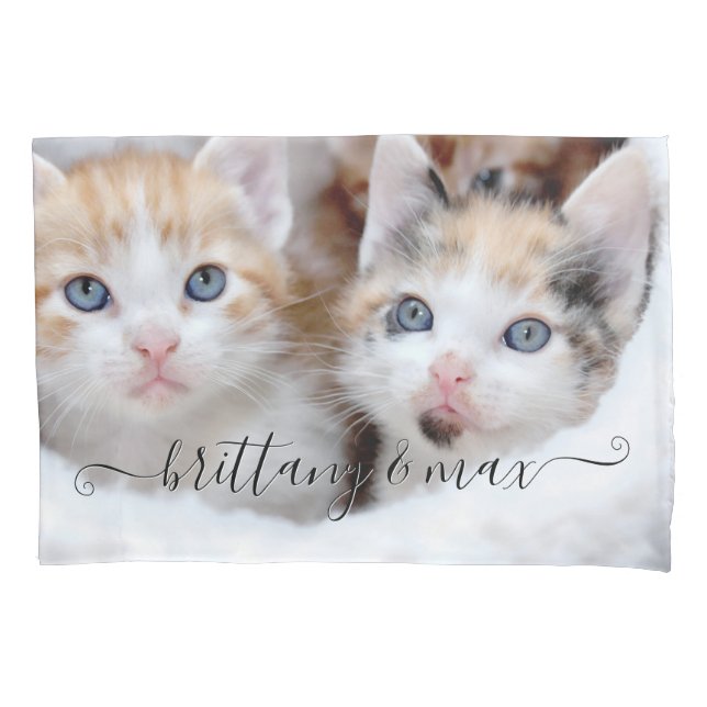 Your Cute Family Pet Kittens Photo Pillowcase (Front)