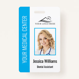 Your Dentist Office Logo Employee Photo ID Blue ID Badge