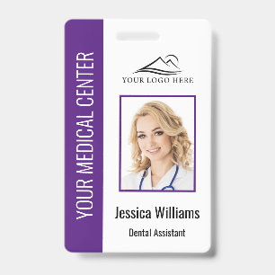 Your Dentist Office Logo Employee Photo ID Purple Badge