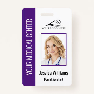 Your Dentist Office Logo Employee Photo ID Purple ID Badge