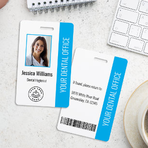 Your Dentist Office Logo Photo ID Blue ID Badge