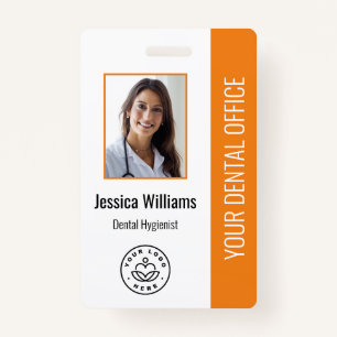 Your Dentist Office Logo Photo ID Orange ID Badge