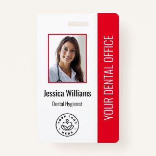 Your Dentist Office Logo Photo ID Red ID Badge