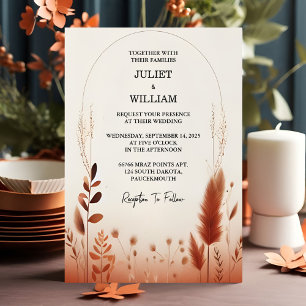 Your Desert Rustic Boho Autumn Ombre Brown Wedding Invitation