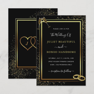 Your Design Black Gold Wedding Invitation Example