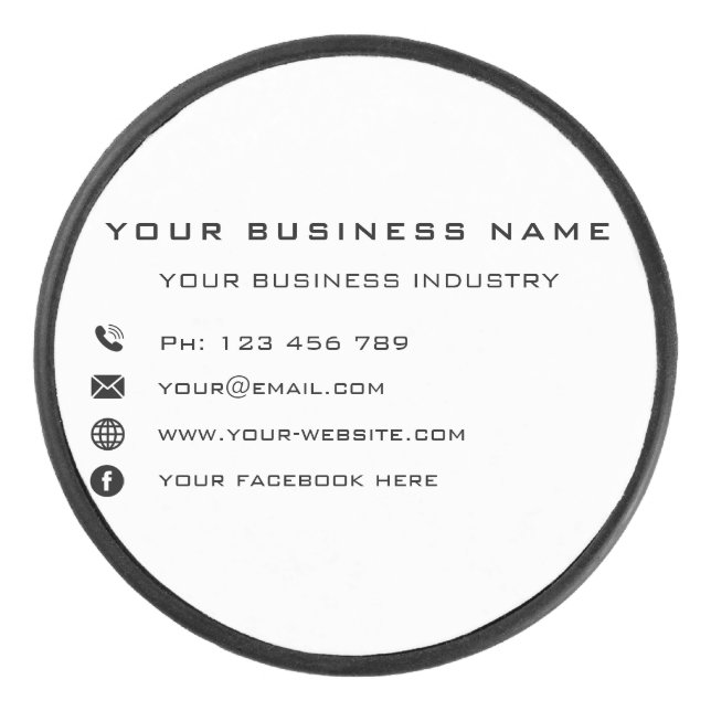 Your Design Branded Business Hockey Puck Example (Front)