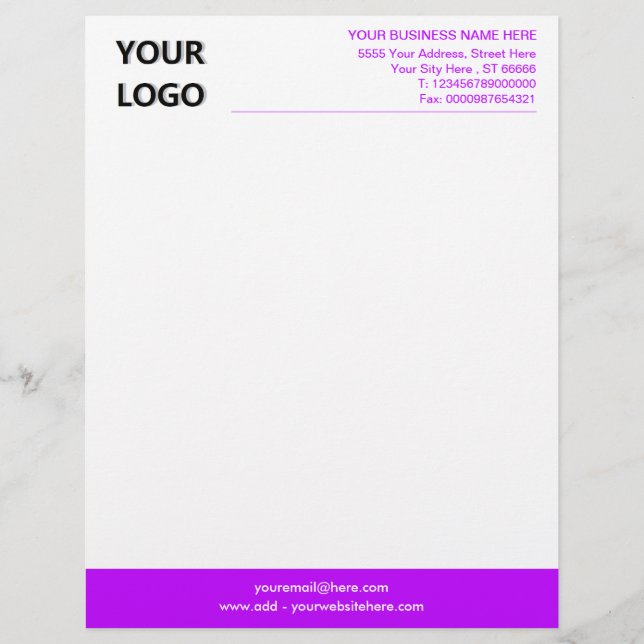 Your Design Logo or Photo Colour Letterhead Exampl (Front)