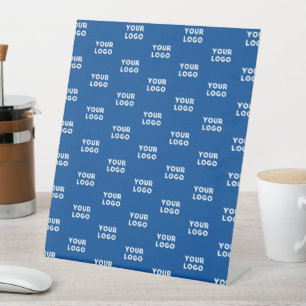Your Design or Business Logo Blue Tiled Pattern Pedestal Sign